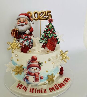Tortlar: Yeni il mövzusunda bəzədilmiş tortlar - Şən Yeni il dizaynları: qar — 7