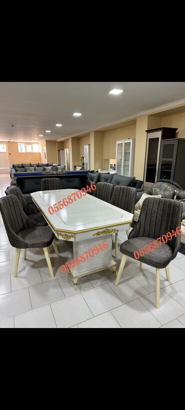 Masa və oturacaq dəstləri: Qonaq otağı üçün, Yeni, Açılmayan, Dördbucaq masa, 6 stul — 23