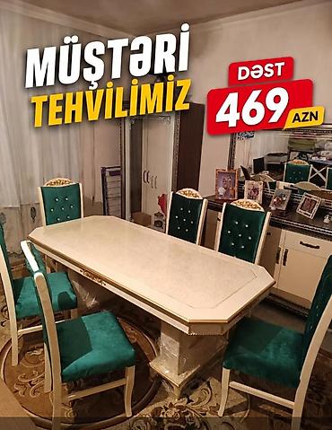 kunc divanar: Yemək otağı dəsti - Komplekt: 1 yemək masası + 6 stul - Qiymət — 1