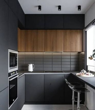 Sifarişlə mətbəx mebeli: Sifarişlə mətbəx dəsti, Özü çəkən petlələr, MDF, Kredit var, Pulsuz çatdırılma — 9