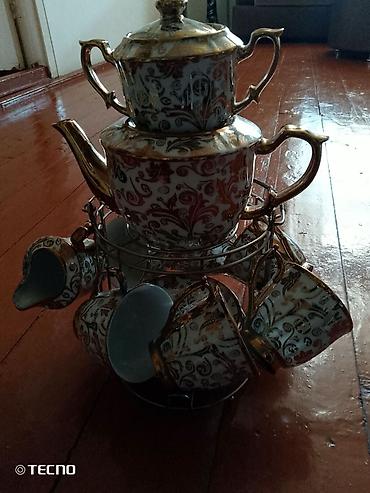 cayni servis: Çay dəsti, rəng - Ağ, Keramika — 1