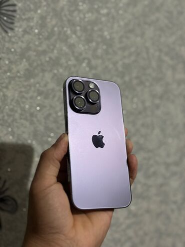Apple iPhone: IPhone 14 Pro, 256 GB, Deep Purple, Zəmanət, Simsiz şarj, Face ID