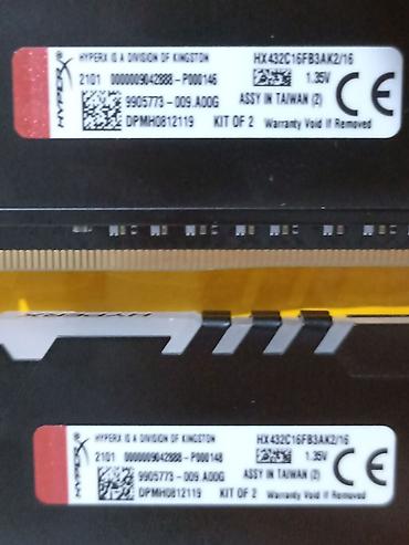 Оперативная память (RAM) для ПК: Оперативная память (RAM) для ПК, Б/у, Kingston Fury, 16 ГБ, DDR4, 3200 МГц — 2