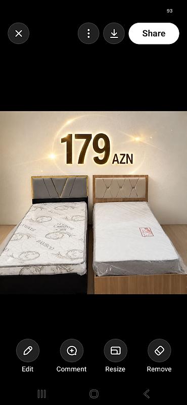 matras taxt: Tək nəfərlik çarpayı və ortopedik döşək dəsti. Şəkildə iki fərqli — 1