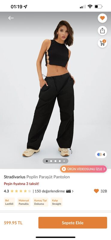 Джинсы: Qara STRADIVARIUS kargo pantalon Hec geyinilmeyib s.m.l razmeri ucun
