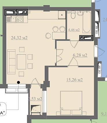 Продажа квартир: 2 комнаты, 54 м², Технопарк Элитка, 10 этаж, ПСО (под самоотделку) — 8