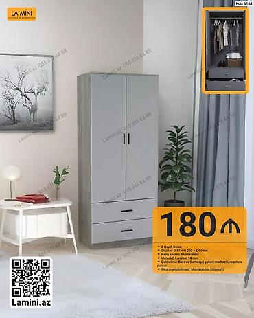Mebel: 2 qapılı dolab – minimalist və funksional dizayn. - Ölçülər: E 90 sm — 1