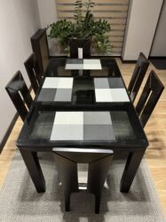 стол на кухню стеклянный: Кухонный стол и стул, Б/у, Платная доставка, Самовывоз, цвет - Черный