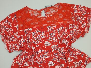 czerwona bluzki w kwiaty: Bluzka Damska, L, stan - Dobry