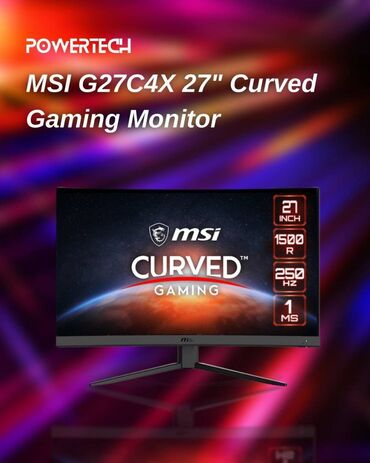 аренда ноутбуков в бишкеке: MSI Curved 27’’ 250Hz 1ms Yenidir 420 manata almisam 1 ay evvel