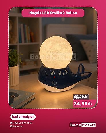 led lanpalar: Naçnik LED Stolüstü Balina - Dizayn: Balina fiqurlu gövdə üzərində Ay — 1