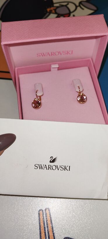 balaca halqa sirqalar: Sırğa, Swarovski, Çəhrayı qızıl, 9 g, Ödənişli çatdırılma, Ünvandan götürmə
