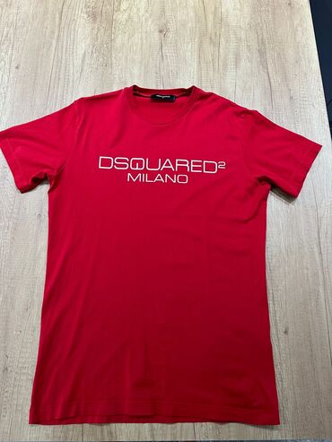 sako new yorker: Short sleeves T-shirt, M (EU 50), Dsquared2, color - Red, Cotton