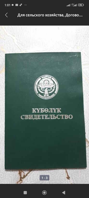 ижарага участка: 63500 соток, Айыл чарба үчүн, Сатып алуу-сатуу келишими, Үлүштүк катыш келишими, Белек келишими