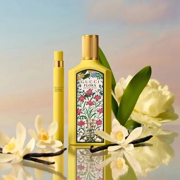 Gucci Flora Gorgeous Gardenia ətrinin dəsti. Dəstə 100 ml-lik ətir və