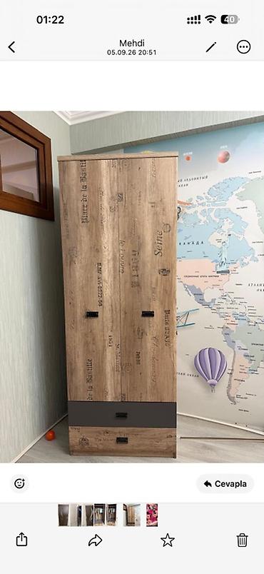 qapı üçün stopper: İkiqapılı paltar şkafı - Material: laminat/LDSP, ağac dekorlu — 2
