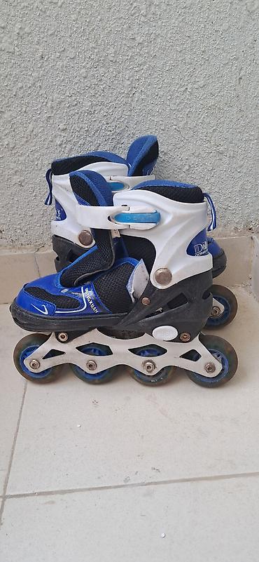 İdman və istirahət: Uşaq üçün tənzimlənən inlayn konki (roller) - Rəng: mavi-ağ-qara - — 2