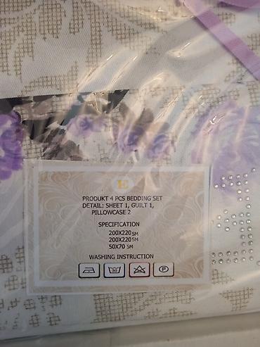 bamboo tekstil: 4 hissəli yataq dəsti Tərkibi: - 1 ədəd çarşaf (200x220 sm) - 1 ədəd — 1