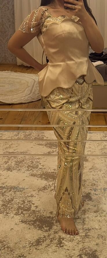 вечернее нежно розовое платье: Вечернее платье-двойка в светло-шампанском цвете. - Верх: корсетный