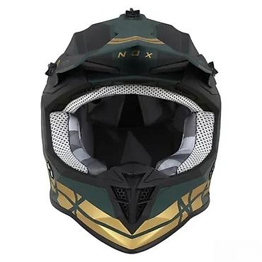 mon torbe: NOX off-road motocross kaciga u tamno zelenoj boji sa zlatnim — 2