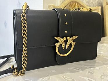 pinko: Pinko Love Bag – qara rəngli çiyin/çarpaz çanta - Material: hamar — 8