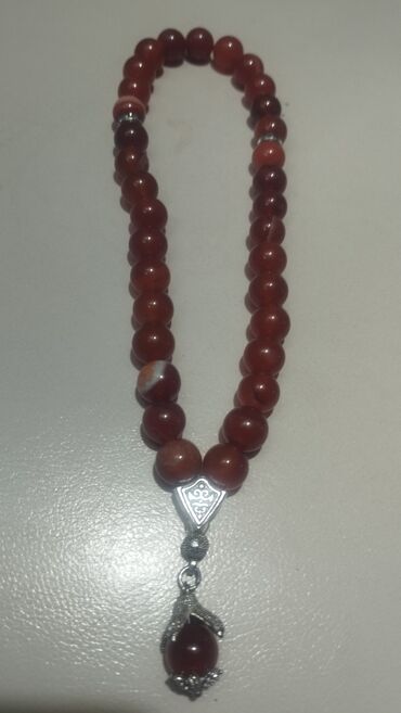 Təsbehlər: Qırmızı əqiq orginal natural təbii təsbeh Yəmən əqiqi deyirlər