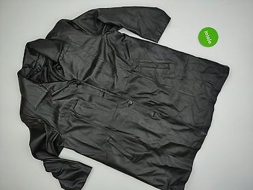 leather jacket: Męski płaszcz skórzany w kolorze czarnym - Klasyczny krój do połowy — 2