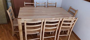 Setovi stolova i stolica: Na prodaju sto i 8 stolica od kuvane bukve. Dimenzije stola su 90 x — 10