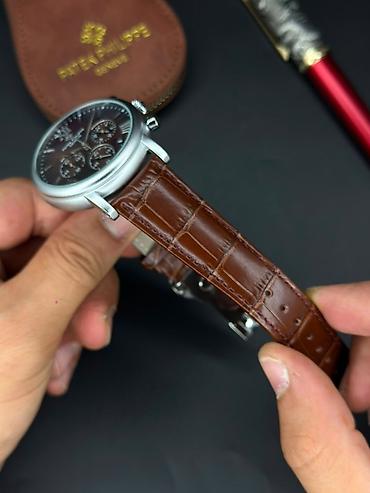 pol sapaski: Patek Philippe tərzində klassik kişi qol saatı - Qəhvəyi krokodil — 8