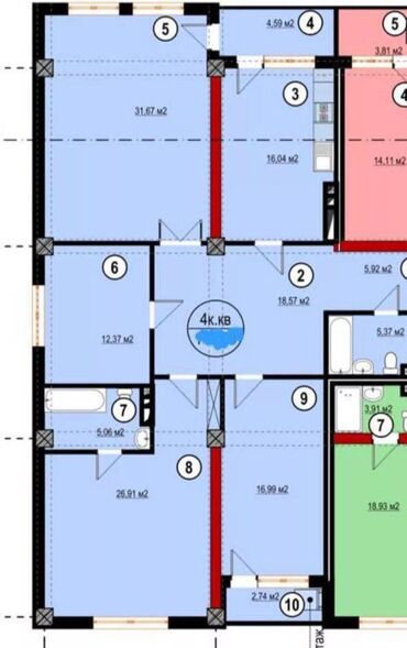 продам квартиру парк авеню: 4 комнаты, 148 м², Элитка, 6 этаж, ПСО (под самоотделку)