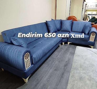 deri divanlar: Künc divan dəsti – müxtəlif rənglərdə (boz, mavi, bej) parça üzlüklə — 2