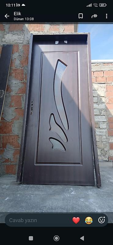 Təmir və tikinti: Metall giriş qapısı – dekorativ şüşəli model - Material: möhkəm metal — 1