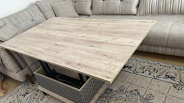 tək stol: Kvadrat masa, Transformer, Təkərli, Teksturalı laminat — 3
