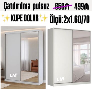 Dolablar: Kupe, 2 qapılı Düz dolab, Qarderob, paltar dolabı