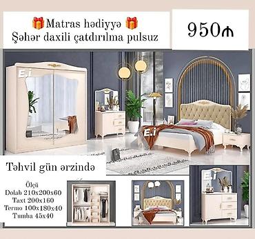 Ev üçün mebel: Yataq otağı dəsti – klassik və zərif dizayn Tərkibi: - Taxt: 200x160 — 1