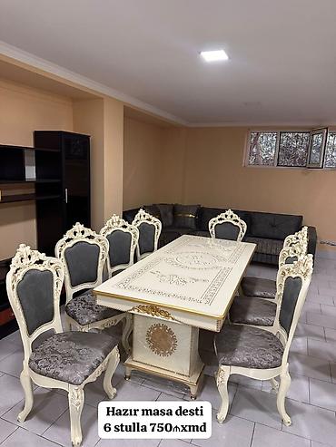 barokko: Klassik üslubda yemək otağı dəsti: - Düzbucaqlı, oyma naxışlı masa – — 1