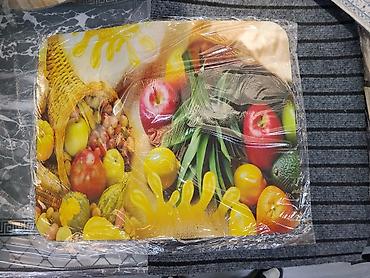 коврик для кухни: Коврик 60×40 см с ярким кухонным принтом (фрукты и овощи). - Размер — 1