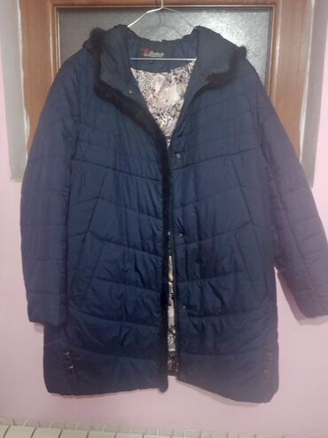 женские утепленные штаны: Qadınlar üçün uzun qış gödəkçəsi - Rəng: tünd göy - Model: qapiton