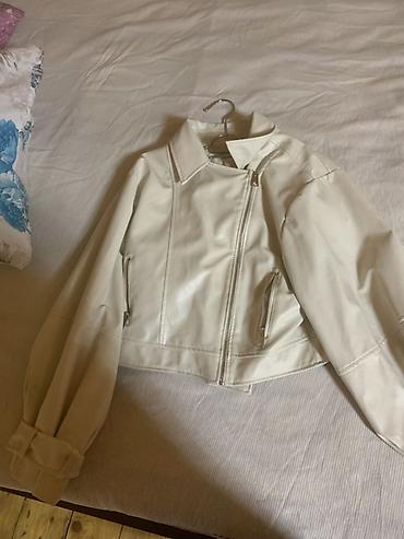 ikinci əl moydadir: Açıq krem rəngli qadın qısa dərili gödəkcə - Model: motosiklet — 1