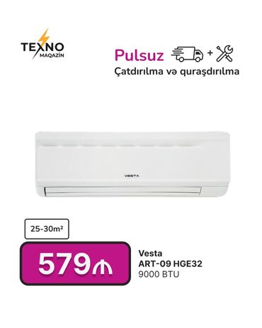 Kondisionerlər: Kondisioner Vestfrost, 20-25 kv. m, Split sistem, Pulsuz quraşdırılma