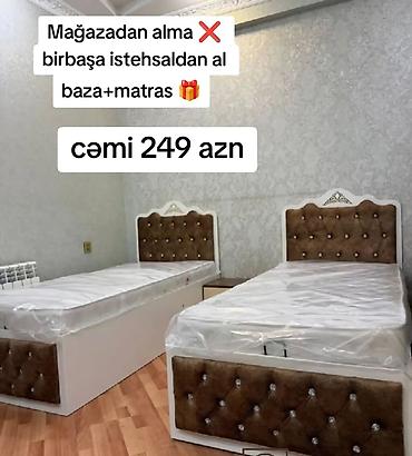 ag mebel: Yeni, Təknəfərlik çarpayı, Bazalı, Matras ilə, Siyirməsiz, Azərbaycan — 1