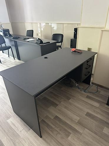 Офисные гарнитуры: Ofis mebel dəsti – qrafit rəng - Minimalist dizaynlı iş masası: düz — 2