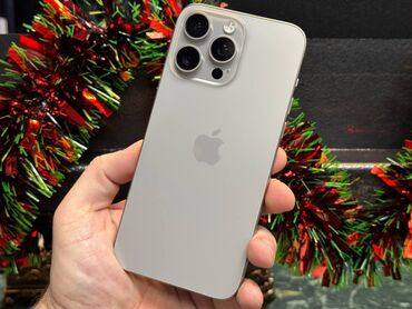 Apple iPhone: IPhone 15 Pro Max, Б/у, 256 ГБ, Natural Titanium, Чехол, Кабель, 90 %