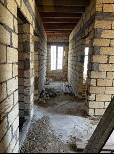 Tikinti işləri: 2 mərtəbəli daş ev karkası - Layihə: geniş eyvanlı, sütunlu fasad; — 11