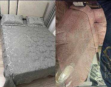 Zərif naxışlı yataq örtüyü dəsti - Material: parıltılı jacquard