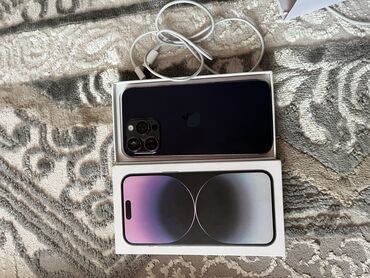 Apple iPhone: IPhone 14 Pro Max, Б/у, 256 ГБ, Черный, Наушники, Зарядное устройство, Коробка