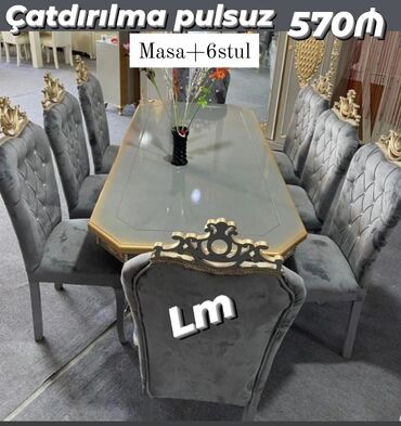 mətbəx stol stul divan: Qonaq otağı üçün, Yeni, Açılmayan, 6 stul, Azərbaycan