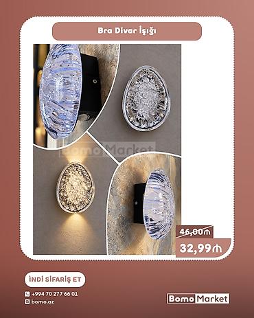Bra divar işığı - Dekorativ kristal üslublu korpus: yumurta formalı lalafo.az -da Bra divar işığı - Dekorativ kristal üslublu korpus: yumurta formalı