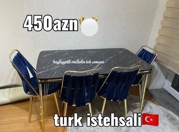 metbex stol desti: Mətbəx üçün, Yeni, Dördbucaq masa, 4 stul, Türkiyə