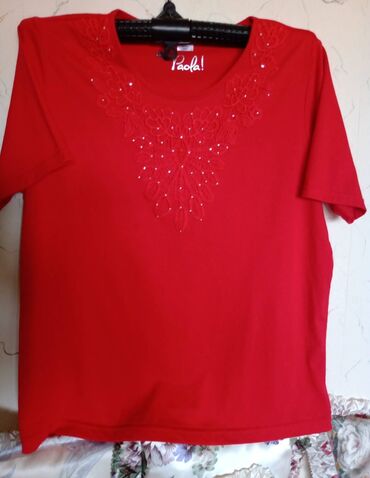 majice arilje: 3XL (EU 46), 4XL (EU 48), Cotton, color - Red